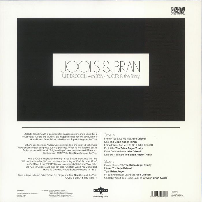 DRISCOLL, Julie/BRIAN AUGER & THE TRINITY - Jools & Brian (reissue)
