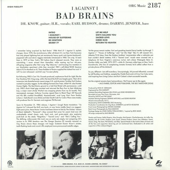 BAD BRAINS - I Against I (Punk Note Editon) (remastered)