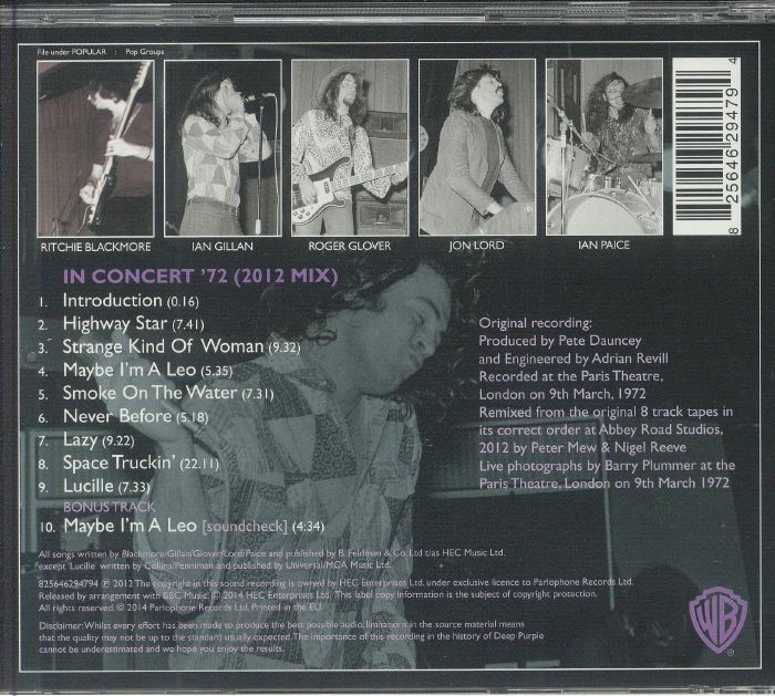 DEEP PURPLE - In Concert 72 (2012 mix)