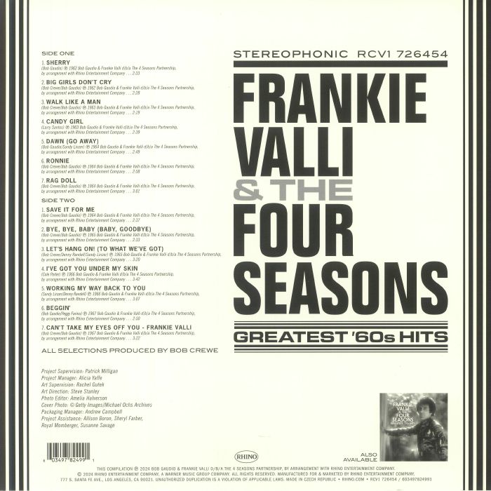 Frankie VALLI & THE FOUR SEASONS - Greatest '60s Hits