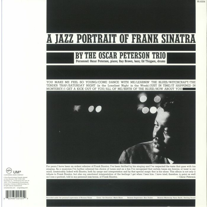 OSCAR PETERSON TRIO, The - A Jazz Portrait Of Frank Sinatra (reissue)