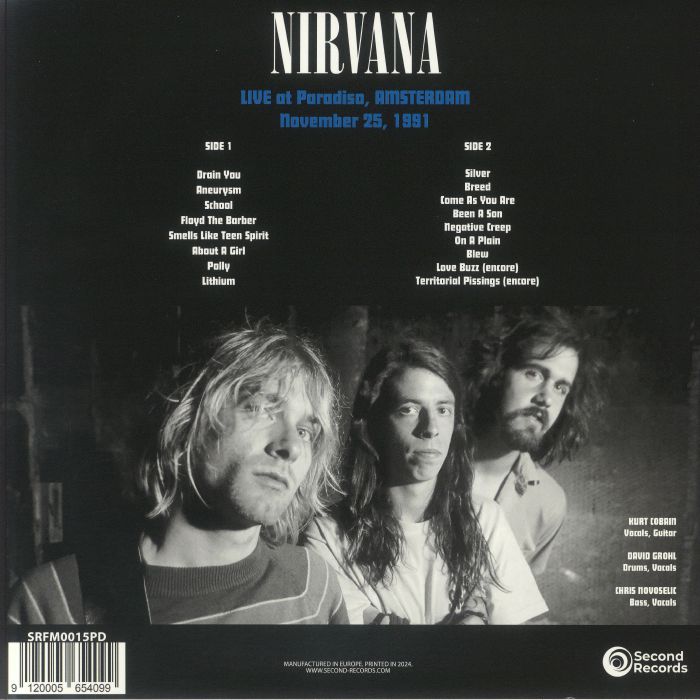 NIRVANA - Live At Paradiso Amsterdam November 25 1991 (reissue)