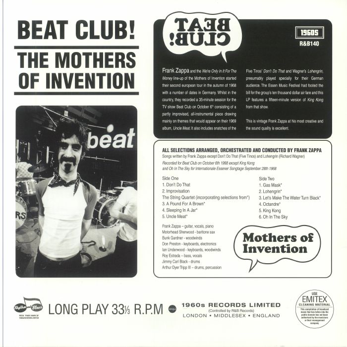 ZAPPA, Frank/THE MOTHERS OF INVENTION - Beat Club October 1968 (mono)