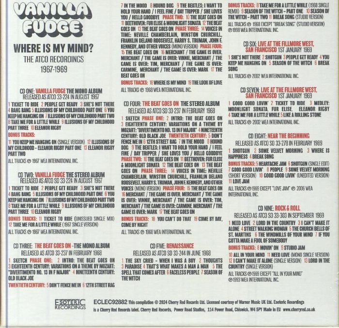 VANILLA FUDGE - Where Is My Mind: The Atco Recordings 1967-1969 (remastered)