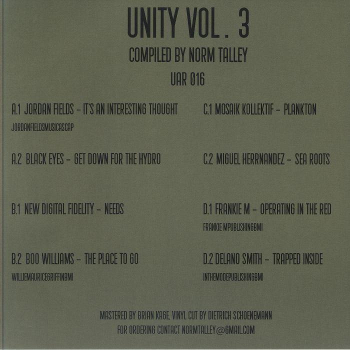 TALLEY, Norm/VARIOUS - Unity Vol 3 (feat Jordan Fields, Boo Williams, Delano Smith)