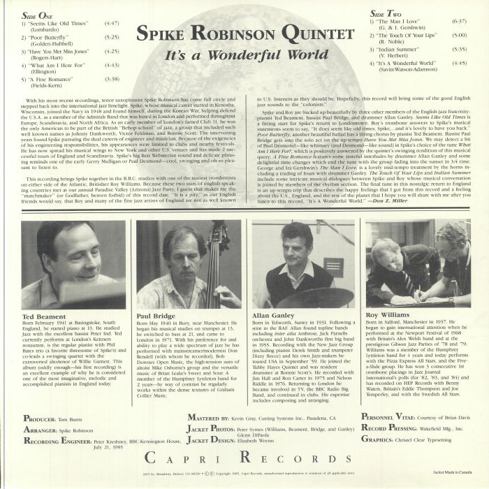 ROBINSON, Spike/ROY WILLIAMS - It's A Wonderful World
