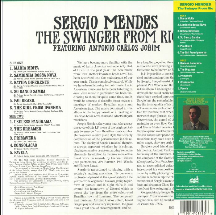MENDES, Sergio feat ANTONIO CARLOS JOBIM - The Swinger From Rio