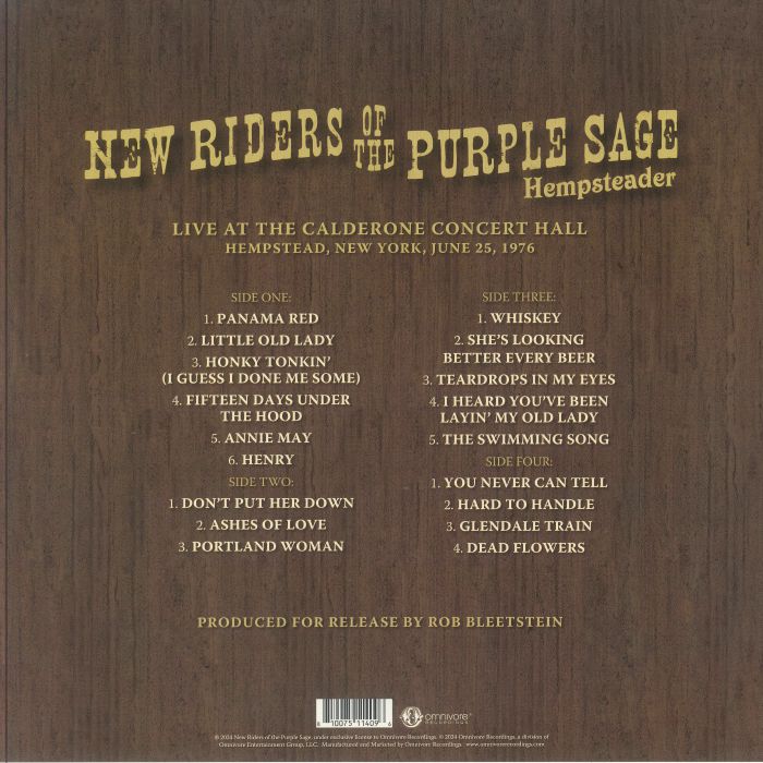 NEW RIDERS OF THE PURPLE SAGE - Hempsteader: Live At The Calderone Concert Hall