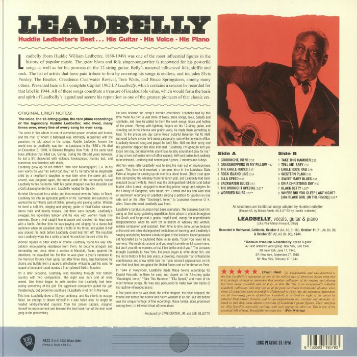 LEADBELLY - Huddie Ledbetter's Best: His Guitar His Voice His Piano