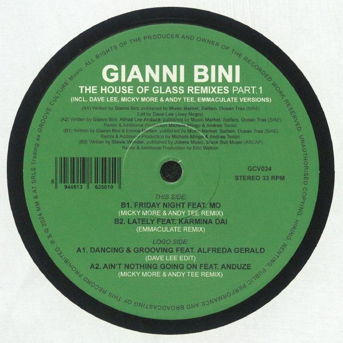 洋楽 Gianni Bini The House of Glass Gianni BINI - The House Of Glass Remixes Part 1 レコード at Juno