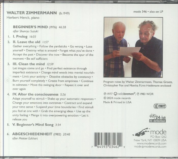 ZIMMERMANN, Walter/HERBERT HENCK - Beginner's Mind