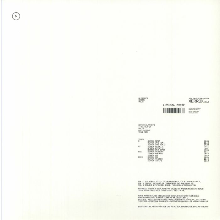 独2LP Alva Noto Xerrox Vol.5 N0622 Noton 未開封 /00520 ALVA NOTO - Xerrox, Vol.5 - Boomkat