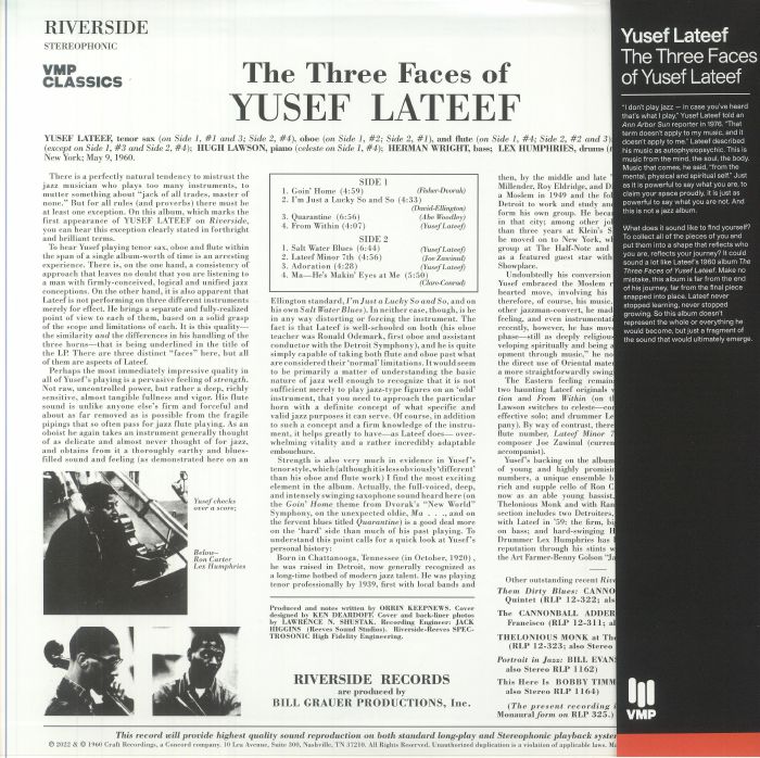 The Three Faces Of fashion Yusef Lateef by Yusef Lateef VMP-C067 Vinyl Me Please