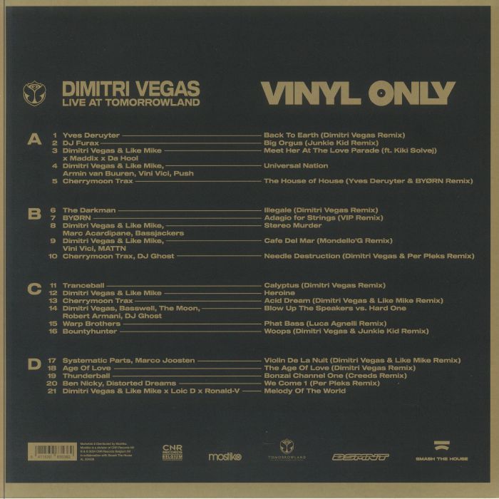 VEGAS, Dimitri/VARIOUS - Vinyl Only: Live At Tomorrowland