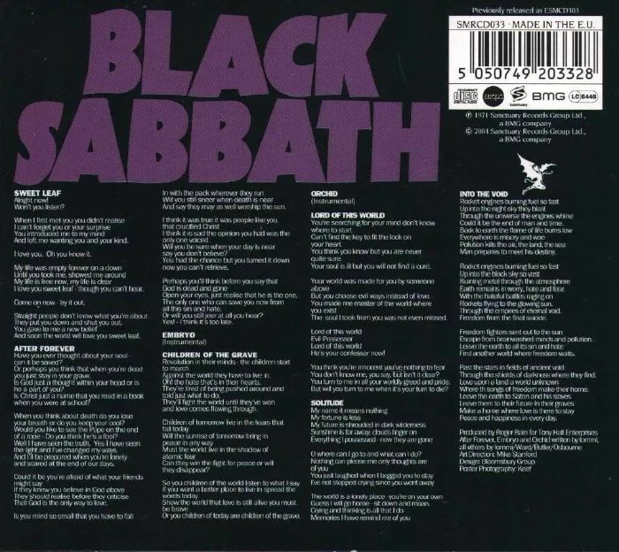 Lizenziert Sabbath Black Sabbath Aufnäher 'Master Of Reality' - Lizenziert, Gewebt, Für Jacken & Taschen Jacken Aufnäher