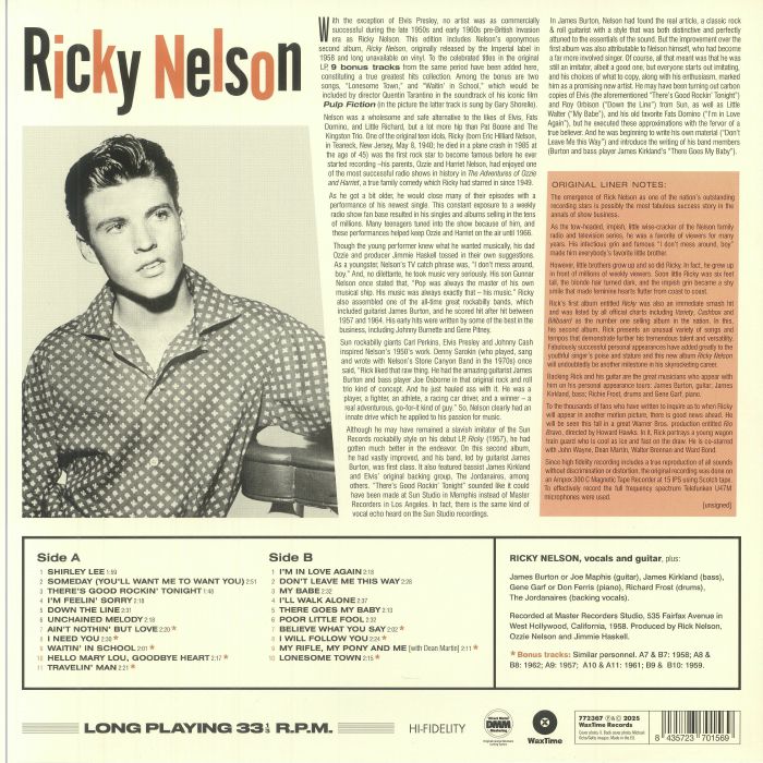 NELSON, Ricky - Ricky Nelson (reissue)