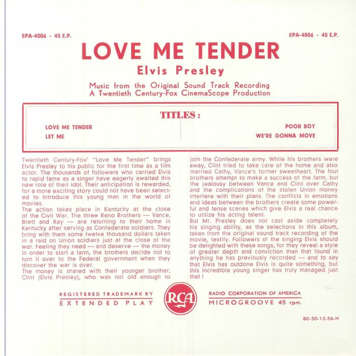 PRESLEY, Elvis - Love Me Tender (reissue)