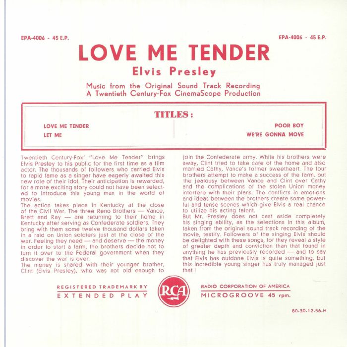 Elvis PRESLEY - Love Me Tender (reissue) Vinyl at Juno Records.