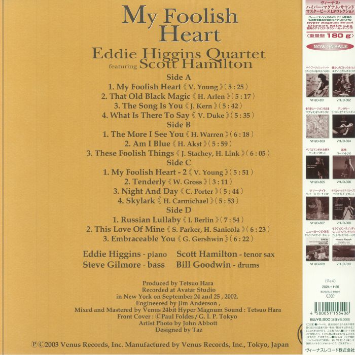 EDDIE HIGGINS QUARTET feat SCOTT HAMILTON - My Foolish Heart (reissue)