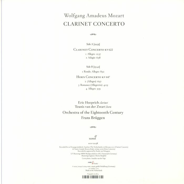 MOZART, Wolfgang Amadeus/FRANS BRUGGEN/ERIC HOEPRICH/TEUNIS VAN DER ZWART/ORCHESTRA OF THE 18TH CENTURY - Clarinet Concerto