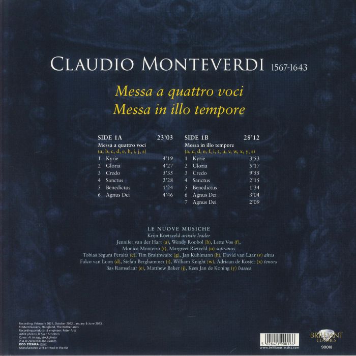 MONTEVERDI, Claudio/KRIJN KOETSVELD/LE NUOVE MUSICHE - Messa A Quattro Voci Messa In Illo Tempore
