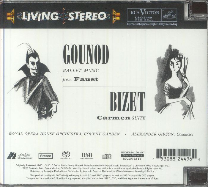 GOUNOD, Charles/GEORGES BIZET/ALEXANDER GIBSON - Faust: Ballet Music/Carmen: Suite (reissue)