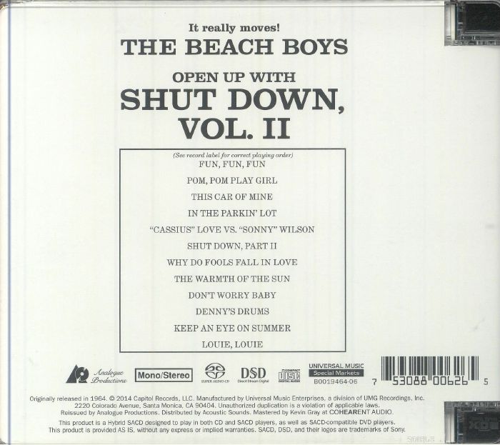 BEACH BOYS, The - Shut Down Volume 2 (remastered)