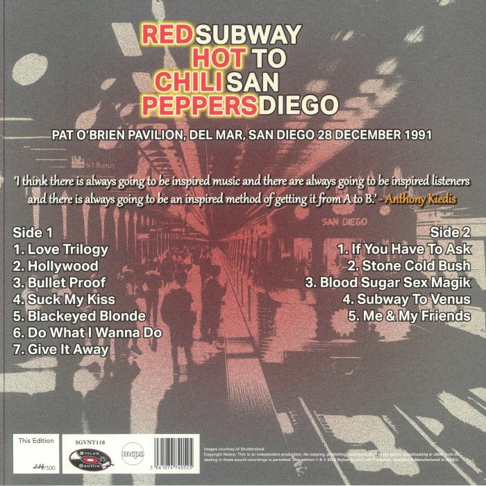 RED HOT CHILI PEPPERS - Subway To San Diego