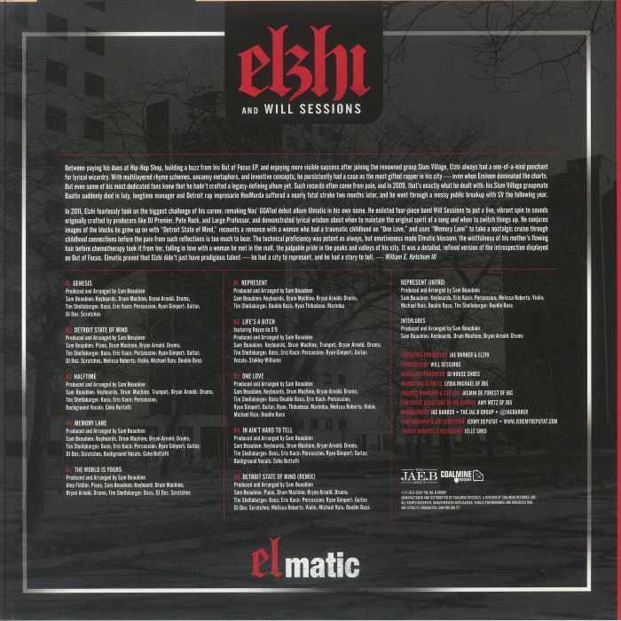 ELZHI/WILL SESSIONS - Elmatic (reissue)