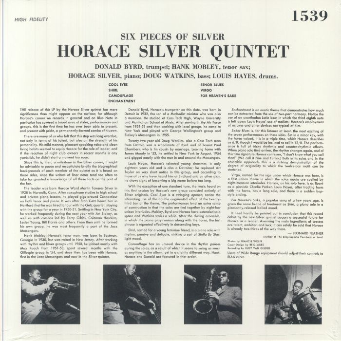 HORACE SILVER QUINTET - 6 Pieces Of Silver (reissue)