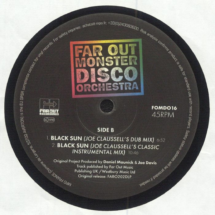 FAR OUT MONSTER DISCO ORCHESTRA - Black Sun (Joe Claussell remixes) (Record Store Day RSD 2025)