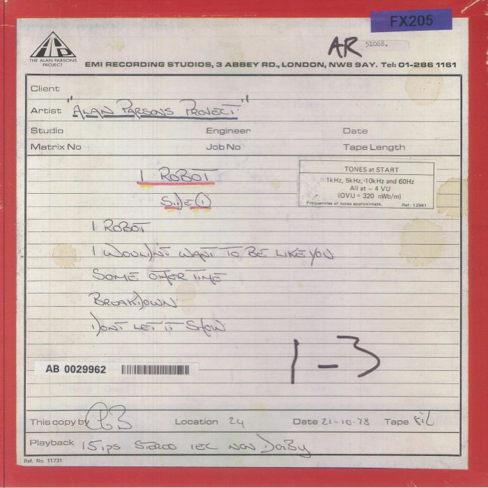ALAN PARSONS PROJECT, The - I Robot: Work In Progress (Record Store Day RSD 2025)