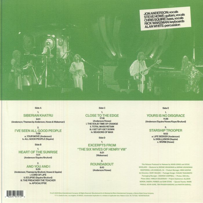 YES - Live At The Rainbow London England 12/15/72 (Record Store Day RSD 2025)