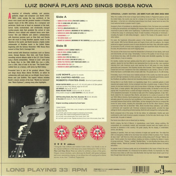 BONFA, Luiz - Plays & Sings Bossa Nova (reissue) (B-STOCK)