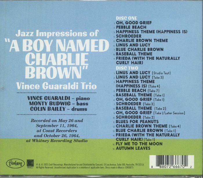 VINCE GUARALDI TRIO - Jazz Impressions Of A Boy Named Charlie Brown (Expanded Edition)