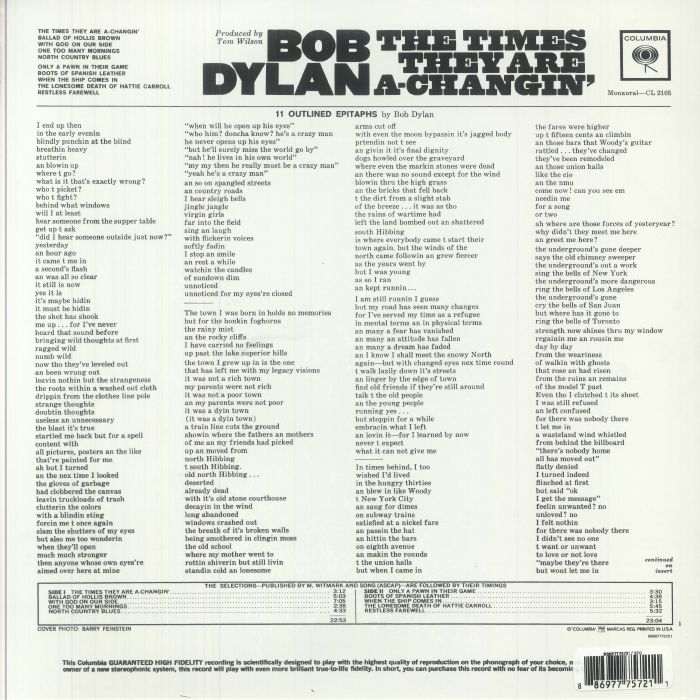DYLAN, Bob - The Times They Are A Changin' (reissue)