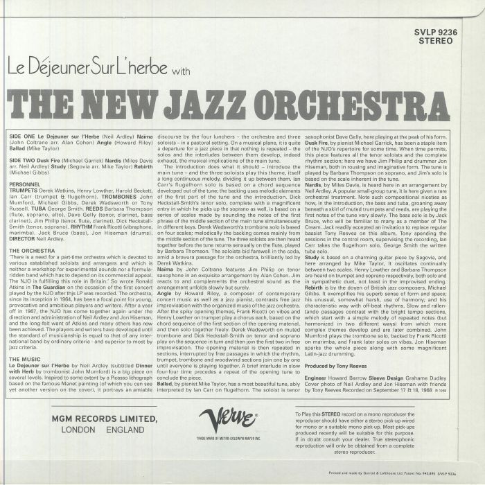 NEW JAZZ ORCHESTRA, The - Le Dejeuner Sur L'herbe