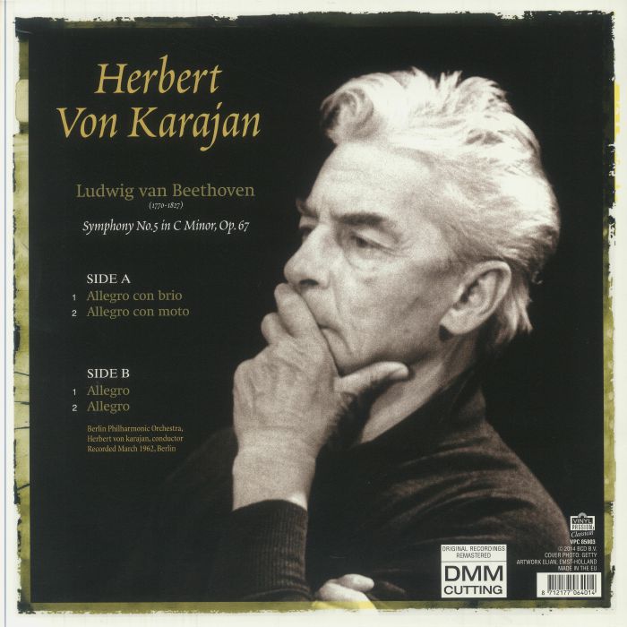 VAN BEETHOVEN, Ludwig/HERBERT VON KARAJAN/BERLIN PHILHARMONIC ORCHESTRA - Symphony No 5 In C Minor Op 67 (remastered)