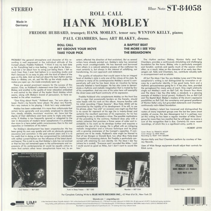MOBLEY, Hank - Roll Call (Classic Vinyl Series)