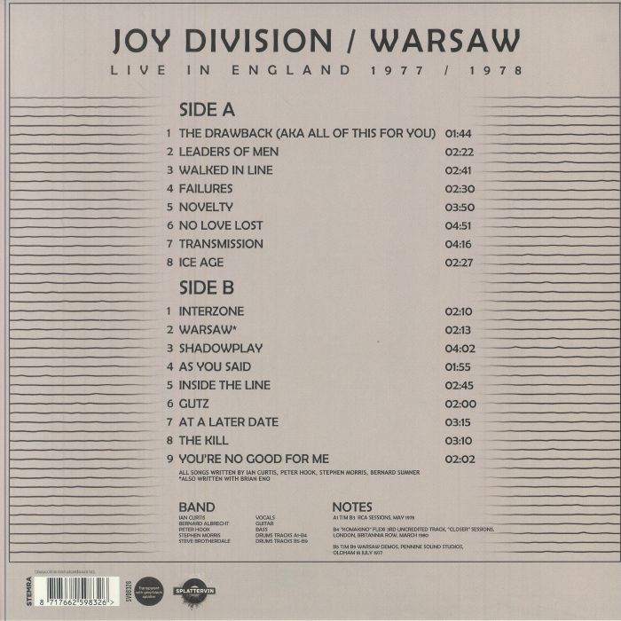 JOY DIVISION/WARSAW - Live In England 1977- 1978
