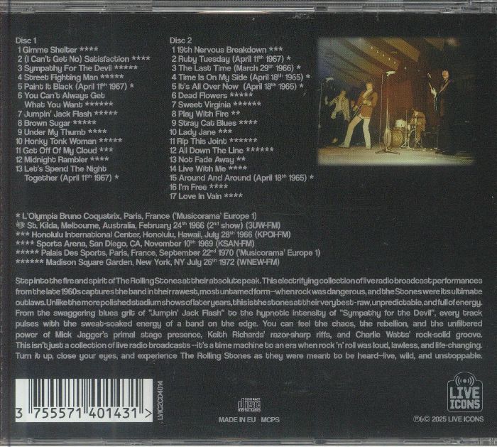 The ROLLING STONES - Greatest Hits Live Broadcast Collection CD at 