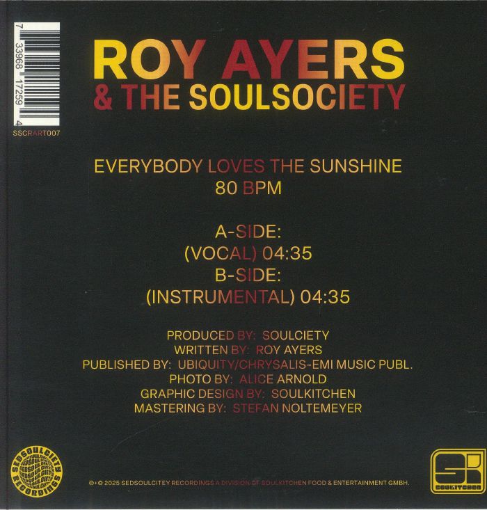 AYERS, Roy/THE SOULSOCIETY - Everybody Loves The Sunshine (remastered)