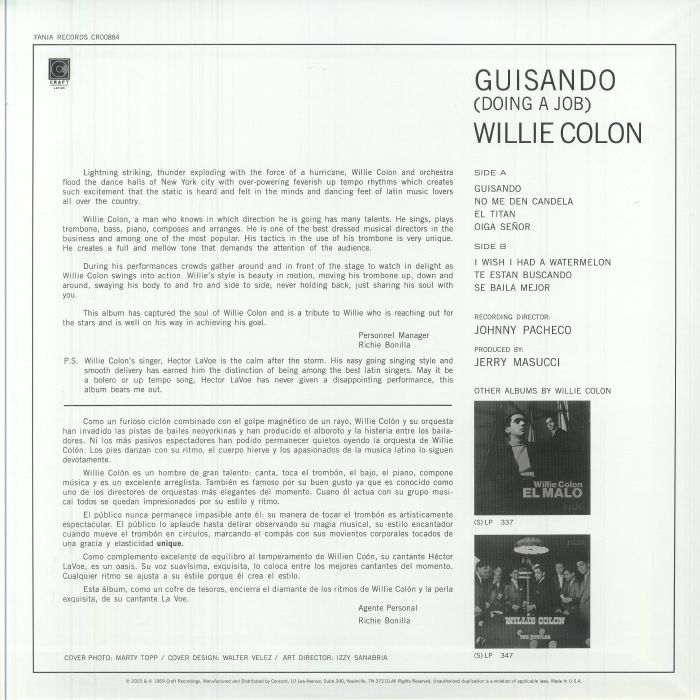 COLON, Willie/HECTOR LAVOE - Guisando (Doing A Job) (reissue)