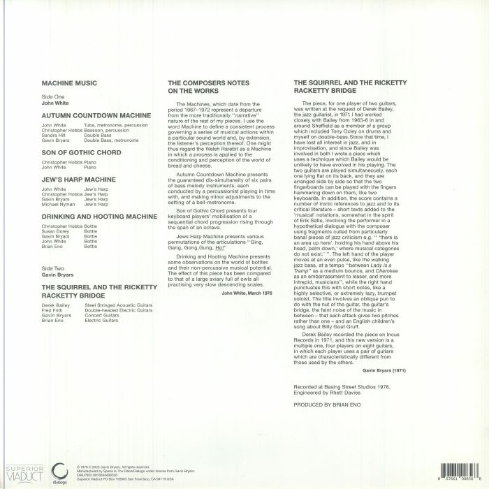WHITE, John/GAVIN BRYARS - Machine Music (reissue)