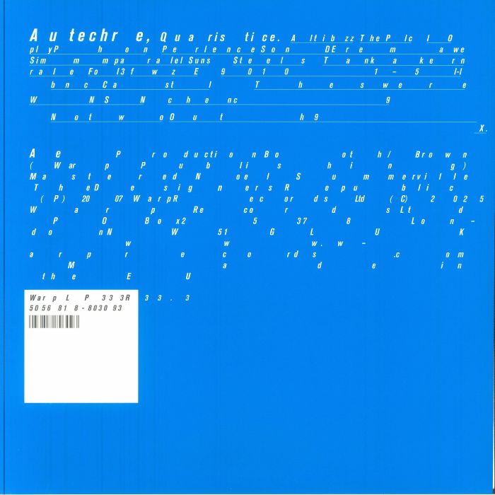 Autechre Quaristice オウテカ クアリスティス Vinyl AUTECHRE - Quaristice (reissue) Vinyl at Juno Records.