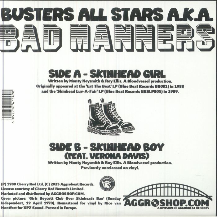 BAD MANNERS - Skinhead Girl