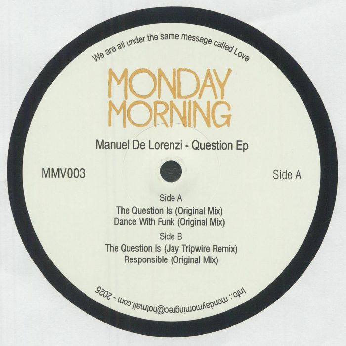 Manuel De Lorenzi – Question EP vinyl cover