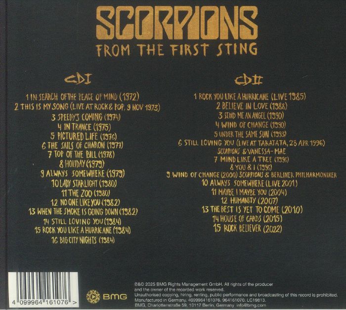 SCORPIONS - From The First Sting (60th Anniversary Edition) CD at