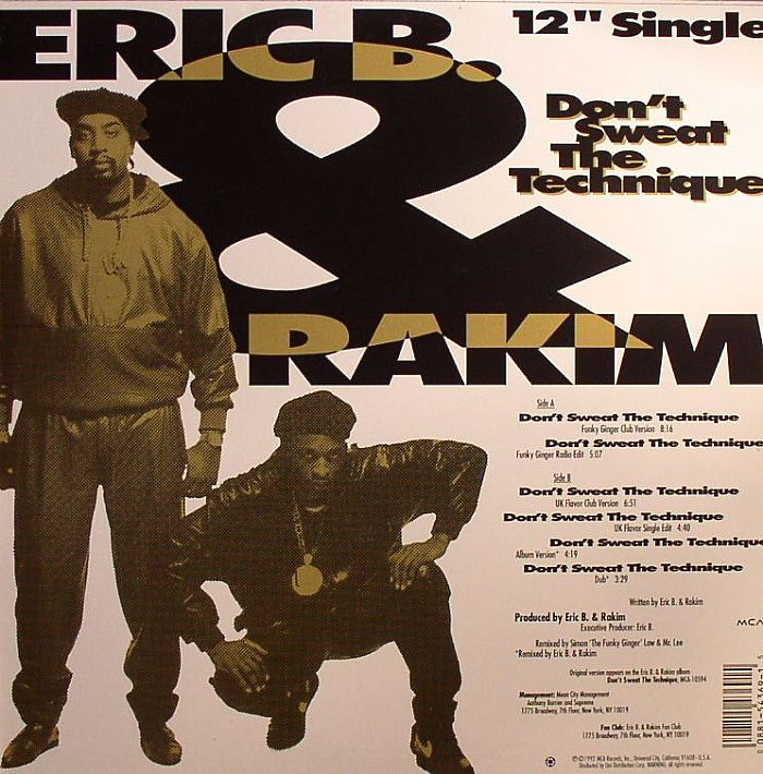 ERIC B & RAKIM Don T Sweat The Technique Vinyl At Juno Records.