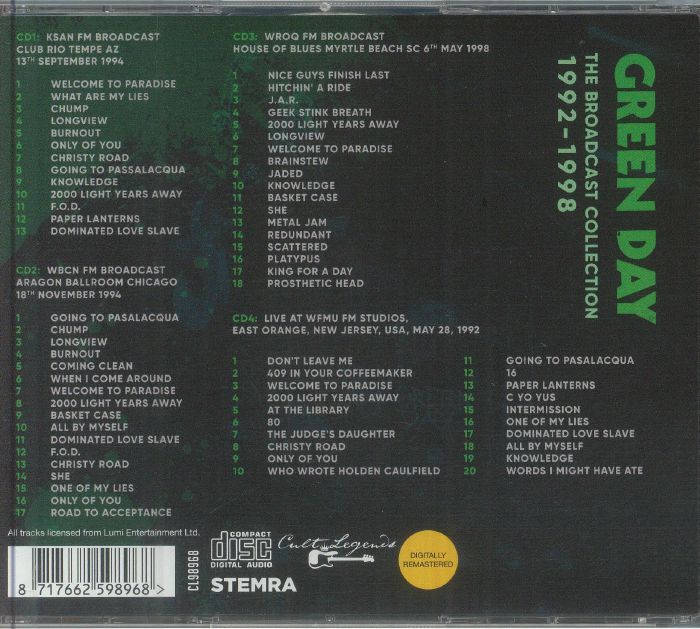 GREEN DAY - The Broadcast Collection 1992-1998 CD at Juno Records.
